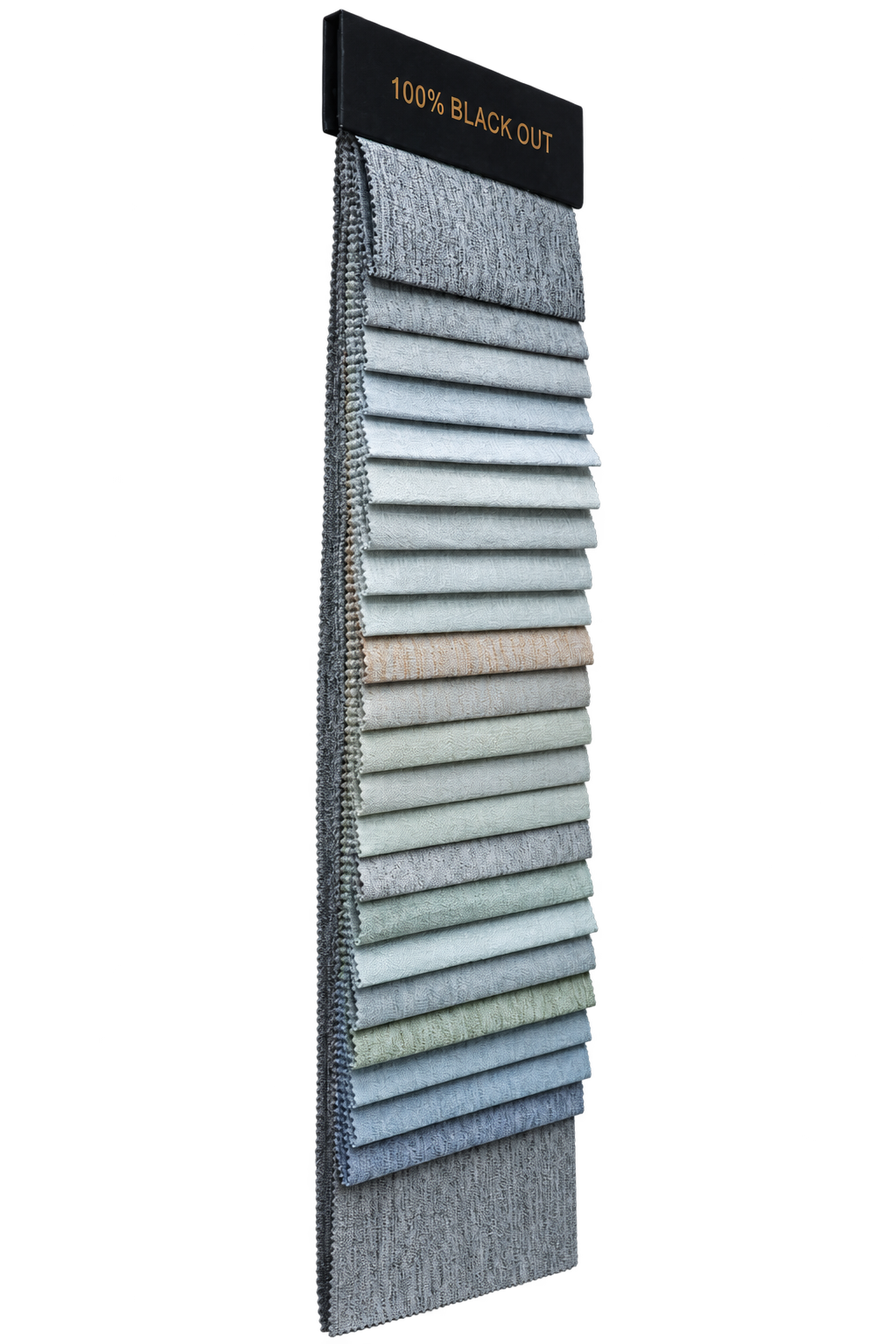 BY005 fabric sample collection, side view showing layered depth