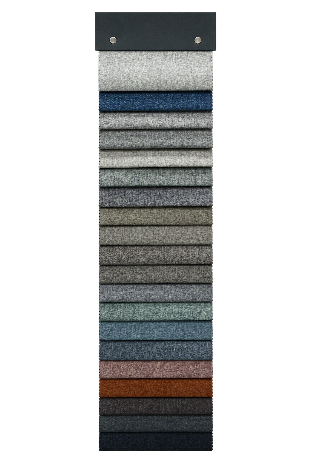 BY777 fabric sample collection, front view