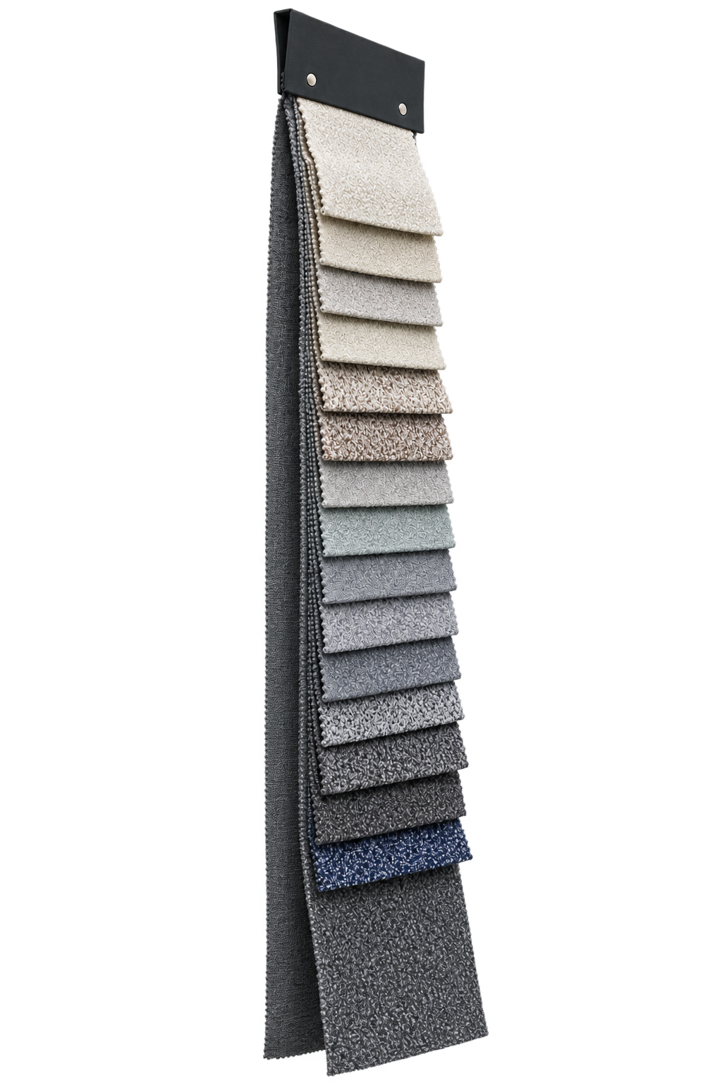 圈圈纱 fabric sample collection, side view showing layered depth