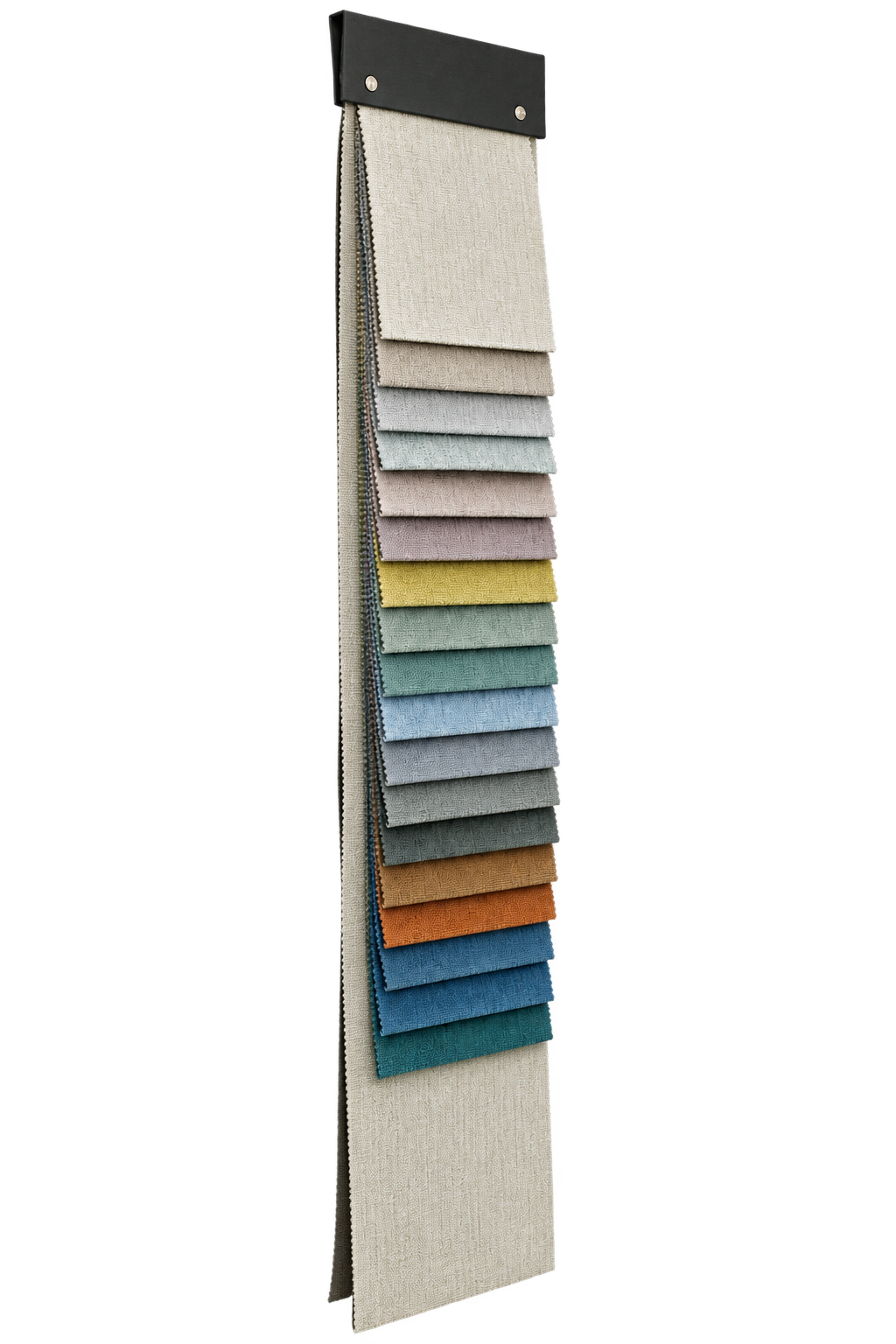 花色雪尼尔 fabric sample collection, side view showing layered depth