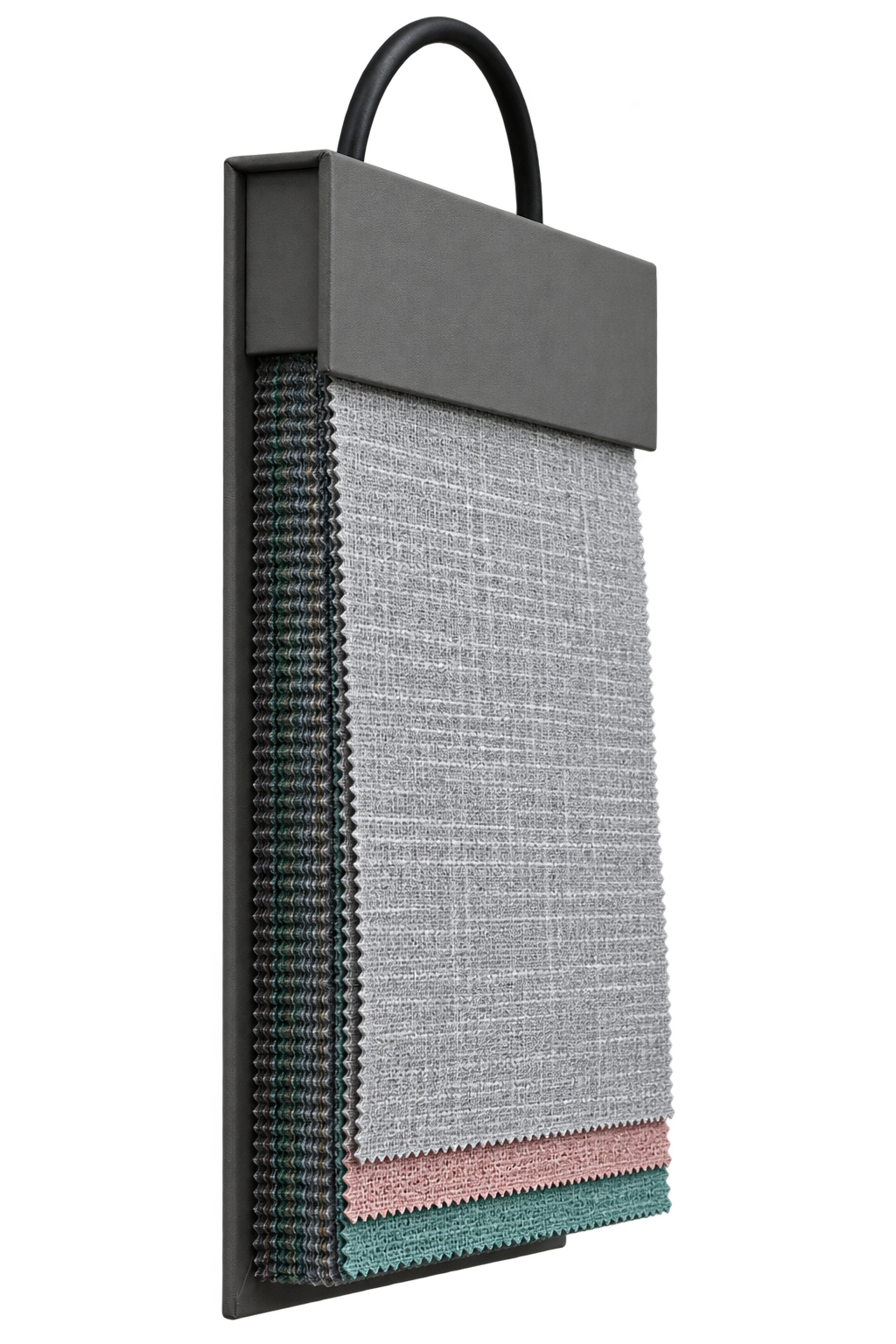 竹节棉 fabric sample collection, side view showing layered depth